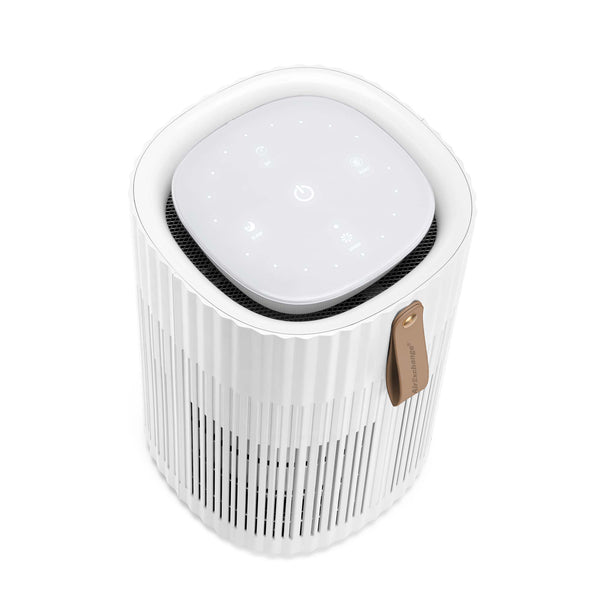 AirExchange 150‑T, fluisterstille luchtreiniger voor in de slaapkamer, voor schone lucht en betere slaap, bovenkant met display