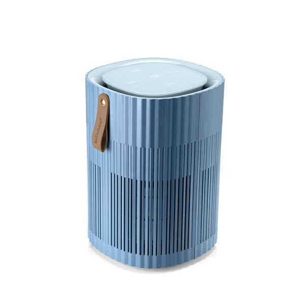 AirExchange 150‑T, fluisterstille luchtreiniger voor in de slaapkamer, voor schone lucht en betere slaap, blauw, zijkant