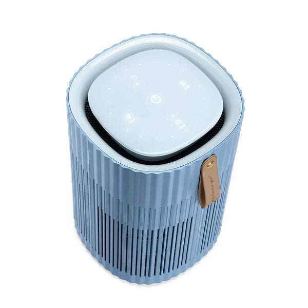 AirExchange 150‑T, fluisterstille luchtreiniger voor in de slaapkamer, voor schone lucht en betere slaap, blauw, bovenkant met display