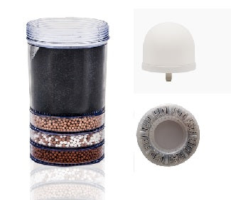 jaarset vervangingsfilters voor de Aqualine 5 waterfilter, bestaande uit een keramisch filter, een meerstappenfilter en pH ring